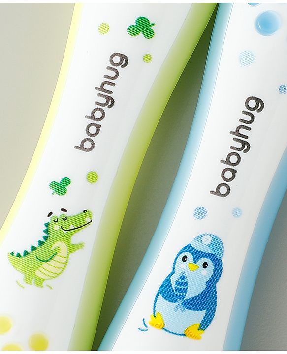 Babyhug Ultra Soft Bristles Kids Toothbrush Cute Crocodile & Rabbit Print Pack of 2 Green & Pink| Anti-slip Handle| Gentle on Gums| Ideal Head Size| Encourages Self Brushing