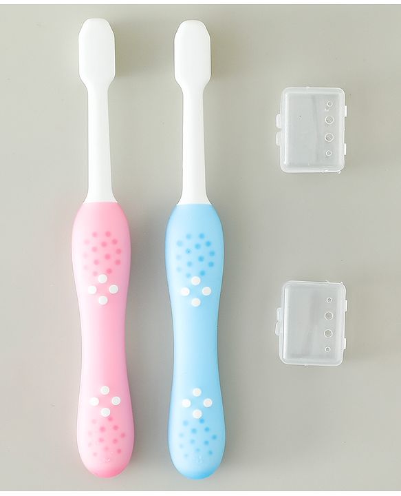 Babyhug Ultra Soft Bristles Kids Toothbrush Cute Crocodile & Rabbit Print Pack of 2 Green & Pink| Anti-slip Handle| Gentle on Gums| Ideal Head Size| Encourages Self Brushing