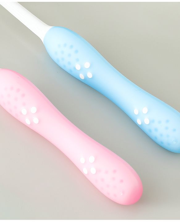 Babyhug Ultra Soft Bristles Kids Toothbrush Cute Crocodile & Rabbit Print Pack of 2 Green & Pink| Anti-slip Handle| Gentle on Gums| Ideal Head Size| Encourages Self Brushing