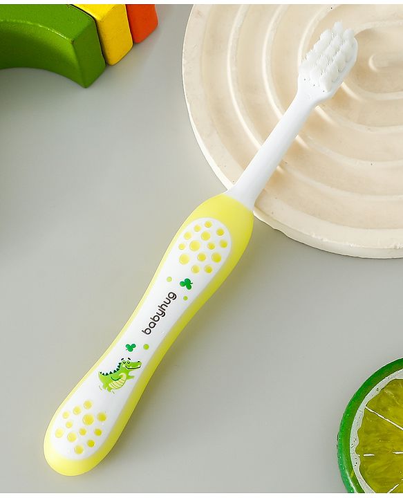 Babyhug Ultra Soft Bristles Kids Toothbrush Cute Crocodile & Rabbit Print Pack of 2 Green & Pink| Anti-slip Handle| Gentle on Gums| Ideal Head Size| Encourages Self Brushing