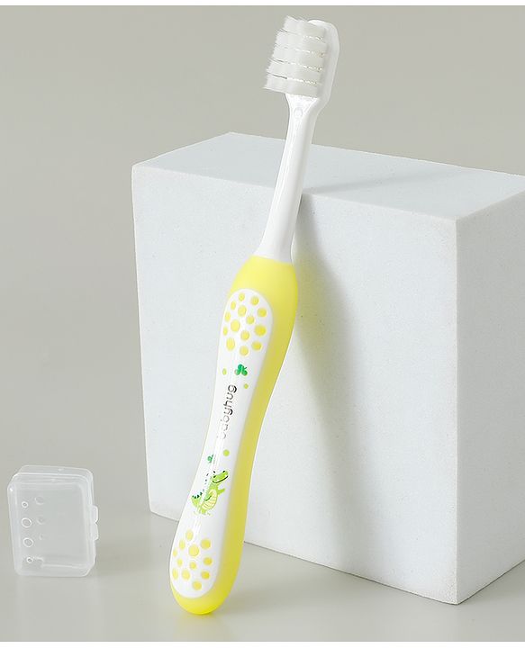 Babyhug Ultra Soft Bristles Kids Toothbrush Cute Crocodile & Rabbit Print Pack of 2 Green & Pink| Anti-slip Handle| Gentle on Gums| Ideal Head Size| Encourages Self Brushing