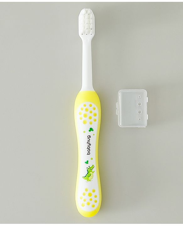 Babyhug Ultra Soft Bristles Kids Toothbrush Cute Crocodile & Rabbit Print Pack of 2 Green & Pink| Anti-slip Handle| Gentle on Gums| Ideal Head Size| Encourages Self Brushing