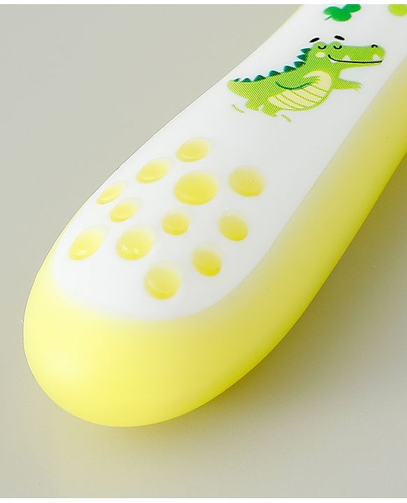 Babyhug Ultra Soft Bristles Kids Toothbrush Cute Crocodile & Rabbit Print Pack of 2 Green & Pink| Anti-slip Handle| Gentle on Gums| Ideal Head Size| Encourages Self Brushing