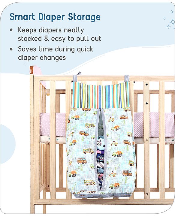 Babyhug Diaper Stacker Transport Print - Multicolor| Easy to Install| Smart Storage| Machine Washable| Easy Access