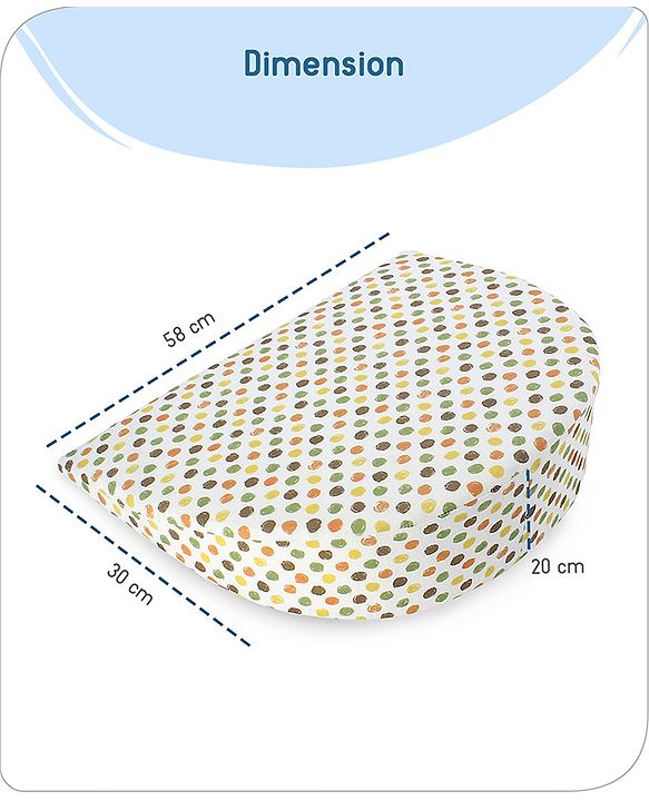 Babyhug Premium Memory Foam Pregnancy Wedge Pillow Polka Dots - Multicolor| 100% Cotton Cover| Soft & Breathable| Belly & Back Support| Compact & Travel Friendly| Healthy Posture