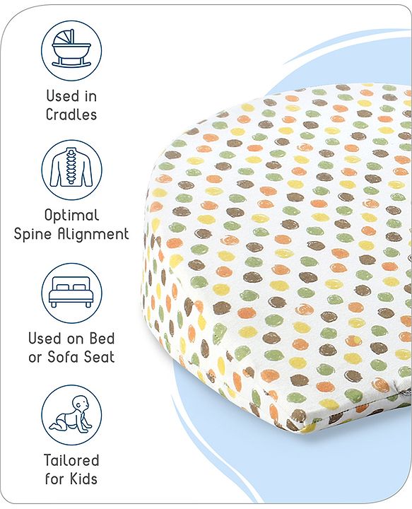 Babyhug Premium Memory Foam Pregnancy Wedge Pillow Polka Dots - Multicolor| 100% Cotton Cover| Soft & Breathable| Belly & Back Support| Compact & Travel Friendly| Healthy Posture