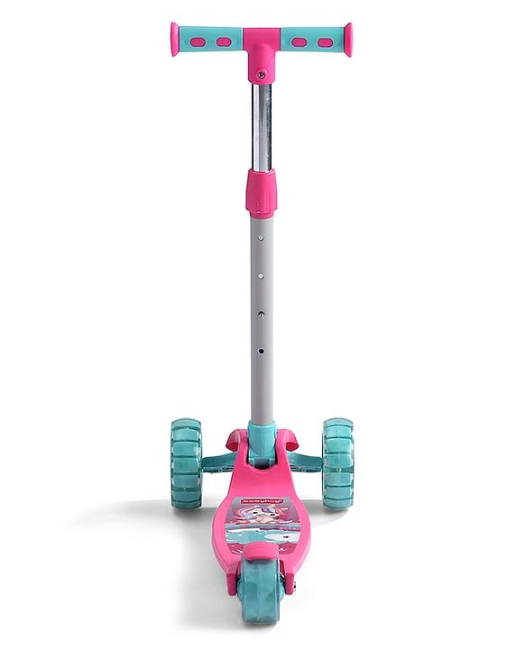 Babyhug 3 Wheel Foldable Kids Scooter with LED Light 4 Level Height Adjustment - Pink| Lean to Steer| Stable Design| Toy for 3 to 14 year Boys and Girls| Sport Gift| Promotes Physical Activity