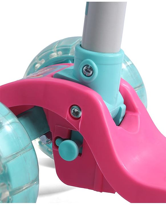 Babyhug 3 Wheel Foldable Kids Scooter with LED Light 4 Level Height Adjustment - Pink| Lean to Steer| Stable Design| Toy for 3 to 14 year Boys and Girls| Sport Gift| Promotes Physical Activity
