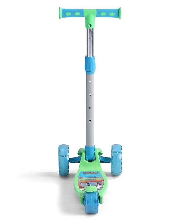 Babyhug 3 Wheel Foldable Kids Scooter with LED Light 4 Level Height Adjustment - Blue| Lean to Steer| Stable Design| Toy for 3 to 14 year Boys and Girls| Activity Gift| Promotes Physical Activity