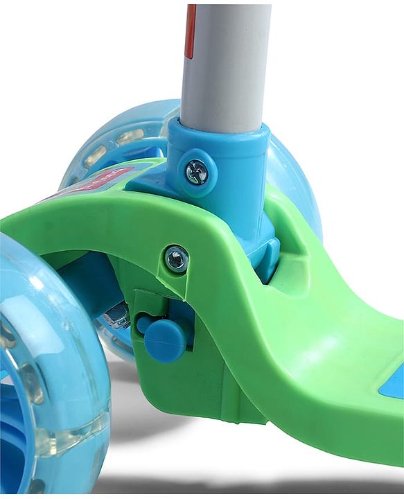 Babyhug 3 Wheel Foldable Kids Scooter with LED Light 4 Level Height Adjustment - Blue| Lean to Steer| Stable Design| Toy for 3 to 14 year Boys and Girls| Activity Gift| Promotes Physical Activity