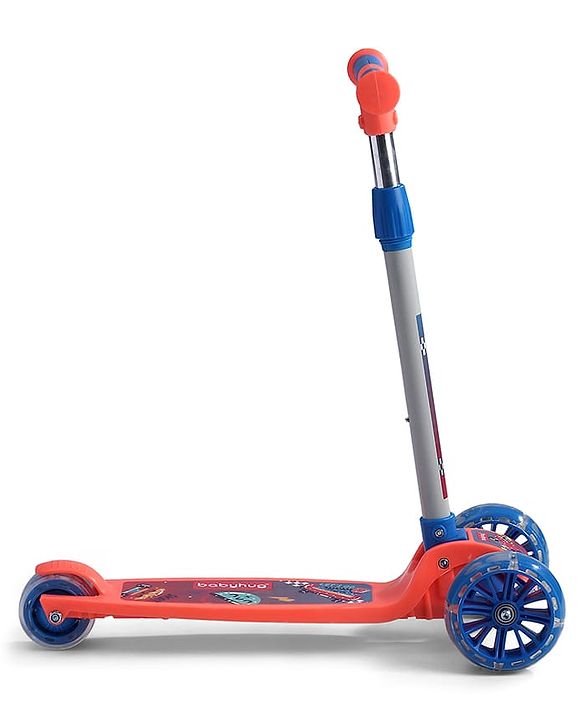 Babyhug 3 Wheel Foldable Kids Scooter With LED Light 4 Level Height Adjustment - Orange & Blue