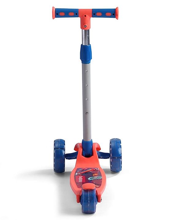 Babyhug 3 Wheel Foldable Kids Scooter With LED Light 4 Level Height Adjustment - Orange & Blue