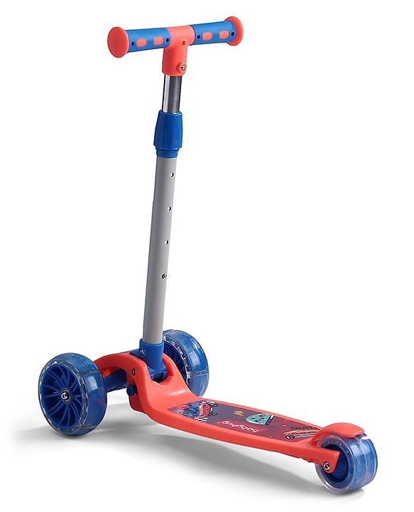 Babyhug 3 Wheel Foldable Kids Scooter With LED Light 4 Level Height Adjustment - Orange & Blue