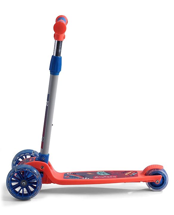 Babyhug 3 Wheel Foldable Kids Scooter With LED Light 4 Level Height Adjustment - Orange & Blue
