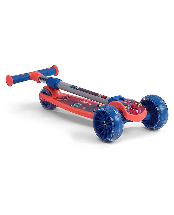 Babyhug 3 Wheel Foldable Kids Scooter With LED Light 4 Level Height Adjustment - Orange & Blue
