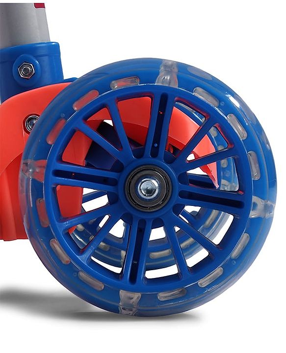 Babyhug 3 Wheel Foldable Kids Scooter With LED Light 4 Level Height Adjustment - Orange & Blue