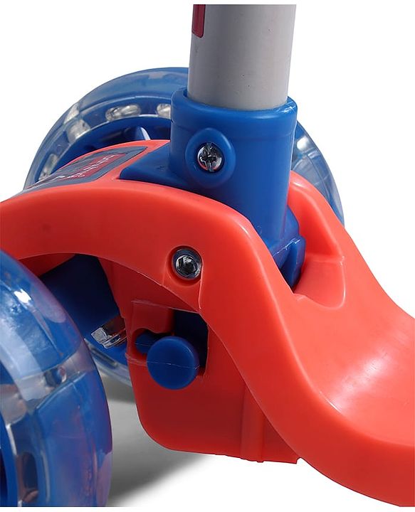 Babyhug 3 Wheel Foldable Kids Scooter With LED Light 4 Level Height Adjustment - Orange & Blue