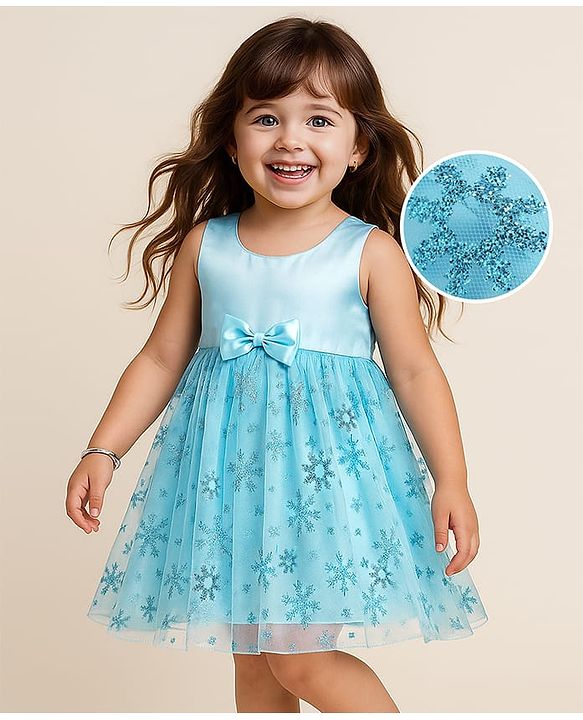 Babyhug Sleeveless Embroidered Party Frock - White main image 0