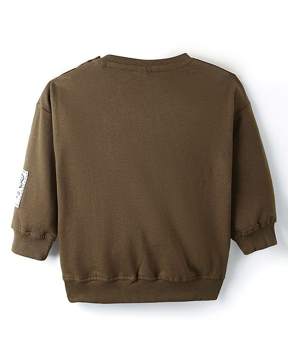 Babyhug Disney Terry Knit Full Sleeves Over Size Drop Shoulder T-Shirt & Lounge Pant With Chip & Dale Graphics - Brown