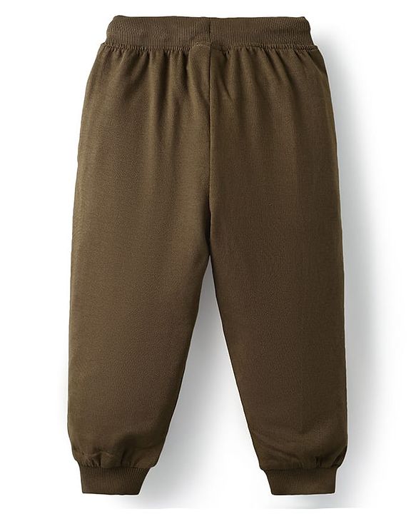 Babyhug Disney Terry Knit Full Sleeves Over Size Drop Shoulder T-Shirt & Lounge Pant With Chip & Dale Graphics - Brown