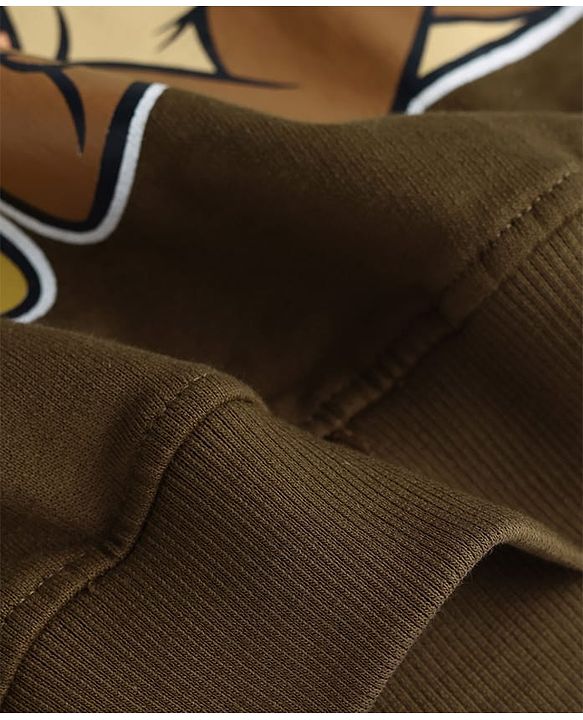 Babyhug Disney Terry Knit Full Sleeves Over Size Drop Shoulder T-Shirt & Lounge Pant With Chip & Dale Graphics - Brown