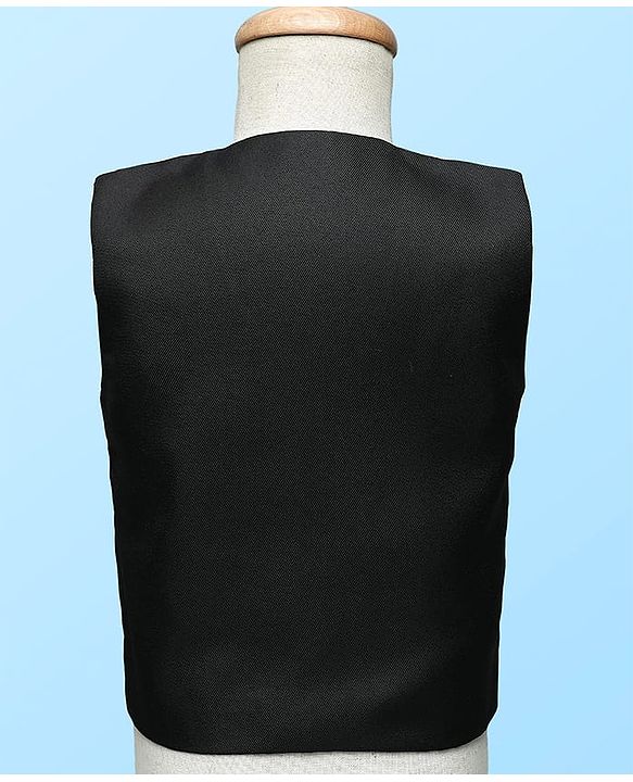 Babyhug Knit Full Sleeves Solid 3 Piece Party Suit With Bow - Black & White