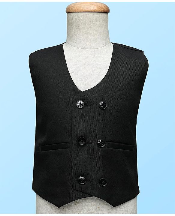Babyhug Knit Full Sleeves Solid 3 Piece Party Suit With Bow - Black & White