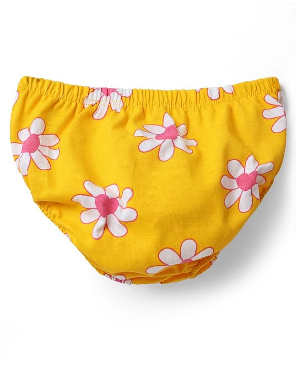 Babyhug Single Jersey Knit Sleeveless Floral Printed Frock With Bow Applique & Bloomer - Yellow