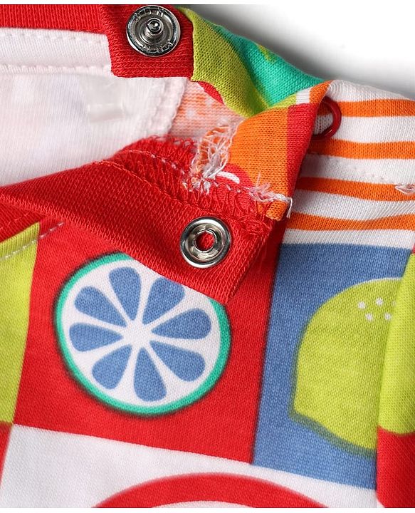 Babyhug Single Jersey Knit Half Sleeves Co-ords T-Shirt & Short Set With Tropical Theme Print - Multicolour