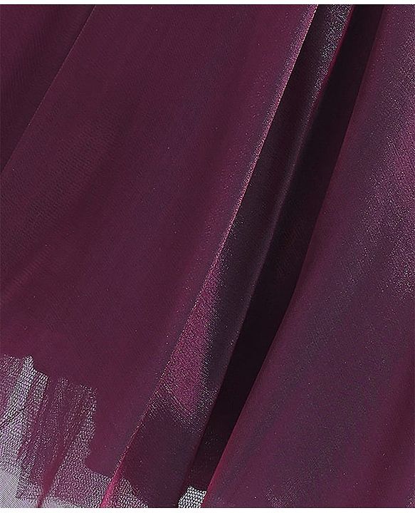 Babyhug Woven Puffed Sleeves Solid Colour Party Dress with Bow - Wine