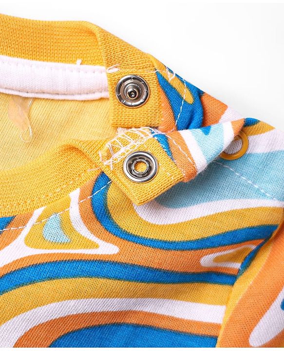Babyhug Single Jersey Knit Half Sleeves Co-ords T-Shirt & Short Set With Abstract Print - Multicolour