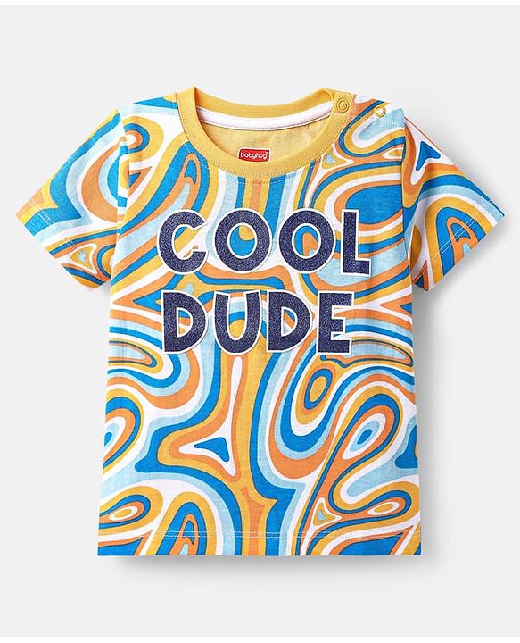 Babyhug Single Jersey Knit Half Sleeves Co-ords T-Shirt & Short Set With Abstract Print - Multicolour