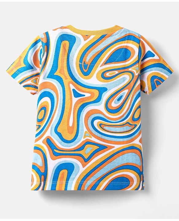 Babyhug Single Jersey Knit Half Sleeves Co-ords T-Shirt & Short Set With Abstract Print - Multicolour