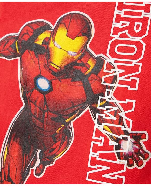Babyhug Marvel Single Jersey Knit Half Sleeves T-Shirt with Iron Man Graphics - Red