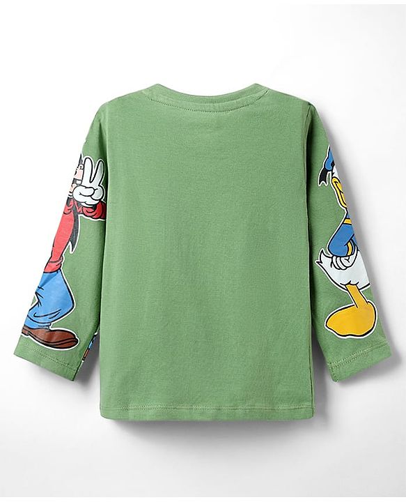 Babyhug Disney Single Jersey Knit Full Sleeve T-Shirt And Joggers With Mickey & Friends Graphics - Olive Green