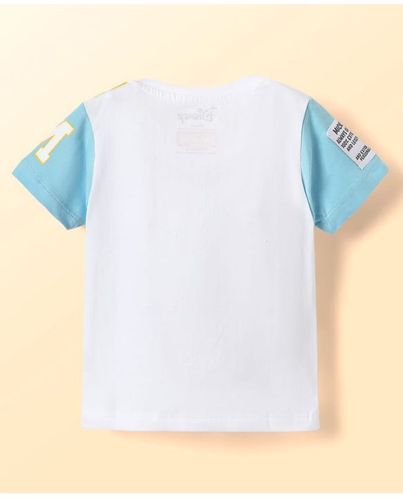 Babyhug Disney Single Jersey Knit Half Sleeves Cut & Sew T-Shirt with Mickey & Friends Graphics - White