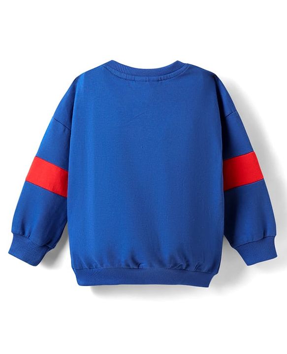 Babyhug Disney Terry Knit Full Sleeves Drop Shoulder Cut T-Shirt & Lounge Pant Set With Mickey Mouse Graphics - Royal Blue & Red