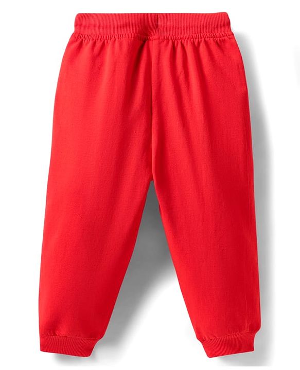 Babyhug Disney Terry Knit Full Sleeves Drop Shoulder Cut T-Shirt & Lounge Pant Set With Mickey Mouse Graphics - Royal Blue & Red