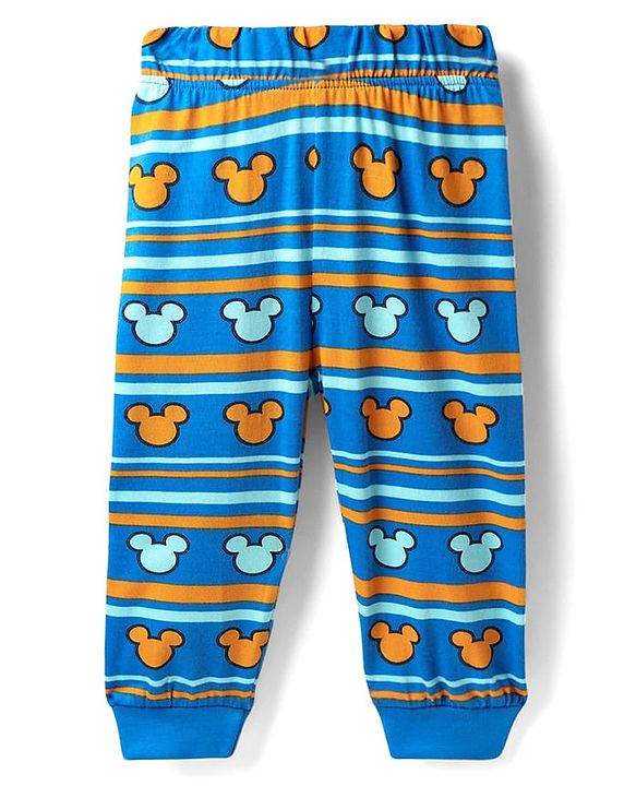 Babyhug Disney Single Jersey Knit Full Sleeves Night Suit With Mickey Mouse Graphics - Blue