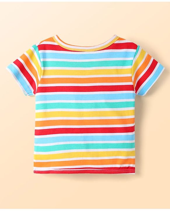 Babyhug 100% Cotton Interlock Knit Half Sleeves Front Open jhabla with Stripe Design & Star Print Pack of 5 - Multicolor