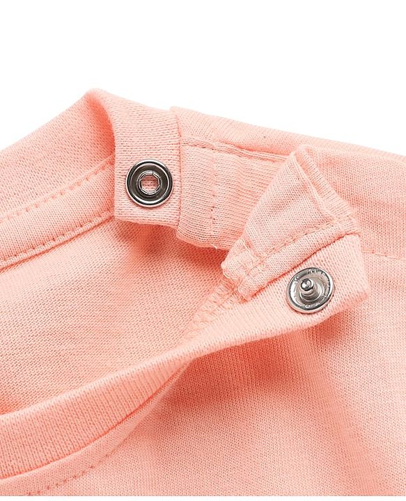 Babyhug Cotton Knit Full Sleeves Night Suit With Peach Print - Peach