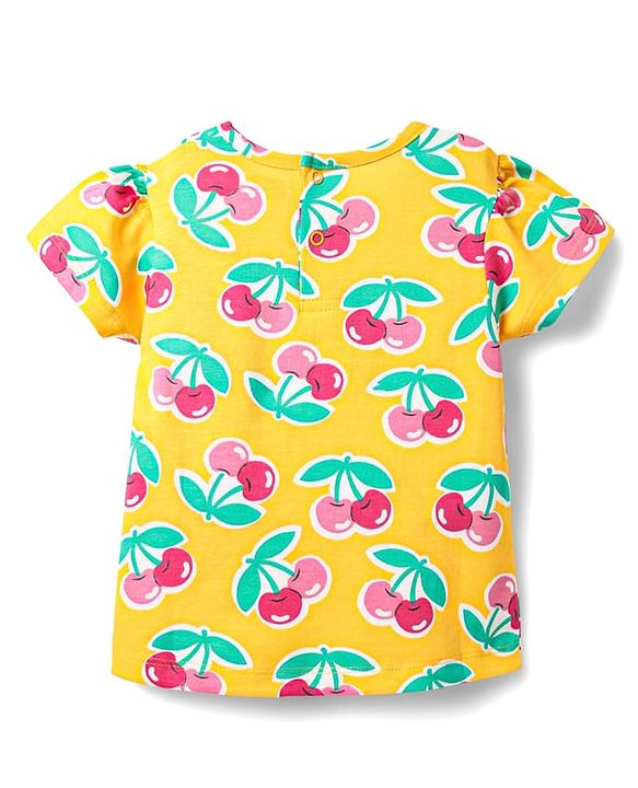 Babyhug Cotton Knit Half Sleeves Co-ords Short Night Suit With Tropical Print - Yellow