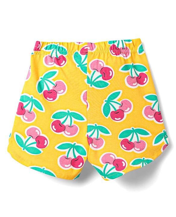 Babyhug Cotton Knit Half Sleeves Co-ords Short Night Suit With Tropical Print - Yellow