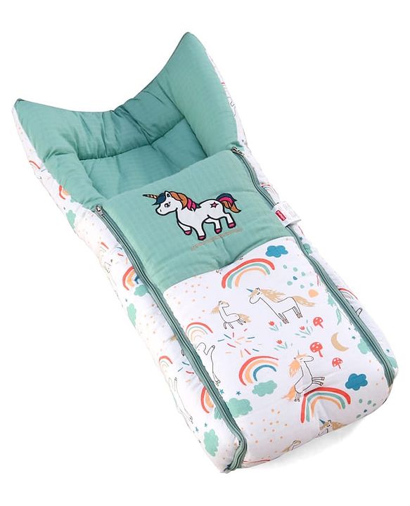 Babyhug Premium Muslin Sleeping Bag Bear Print - Multicolor| Easy Zipper Closure| New Born Gifting| Boys & Girls| Warm and Cozy| Travel Friendly