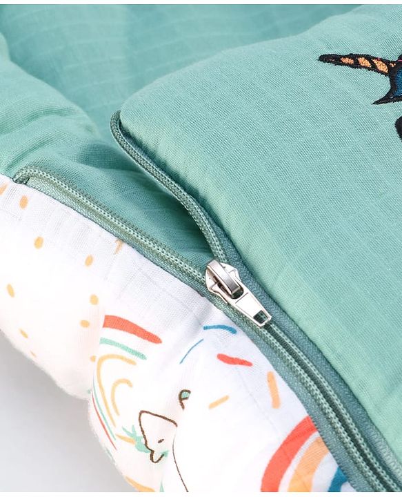 Babyhug Premium Muslin Sleeping Bag Bear Print - Multicolor| Easy Zipper Closure| New Born Gifting| Boys & Girls| Warm and Cozy| Travel Friendly