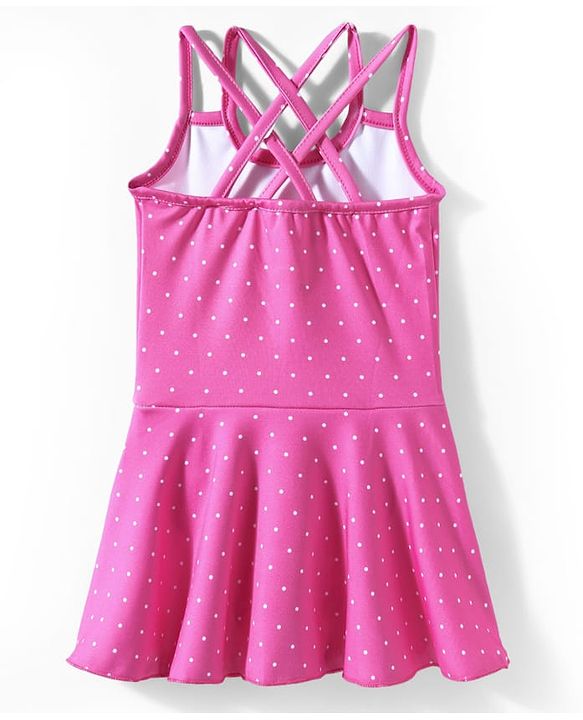 Babyhug Water Repellant Sleeveless Frock Style Swimsuit  With Polka Dot Print - Pink