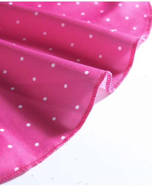 Babyhug Water Repellant Sleeveless Frock Style Swimsuit  With Polka Dot Print - Pink