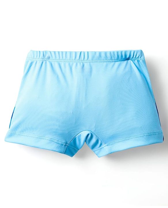 Babyhug Water Repellant Swimming Trunk With Fish Print - Light Blue