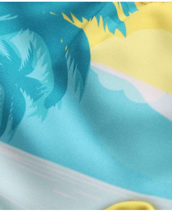 Babyhug Water Repellant Swimming Trunk With Tropical Theme Print - Yellow