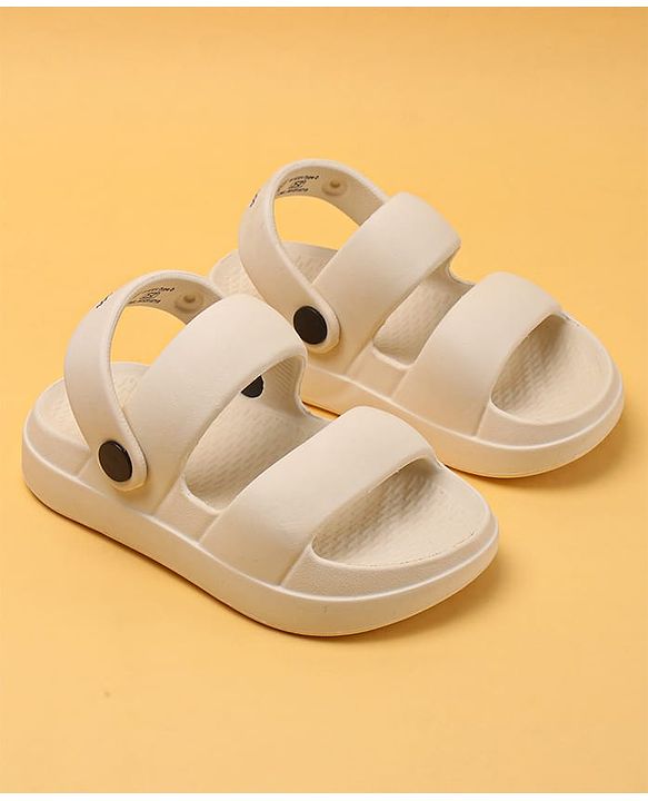 Pine Kids Solid Clogs With Back Strap - Beige